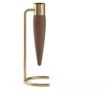 Audo Umanoff Lysestage Poleret Messing/Walnut