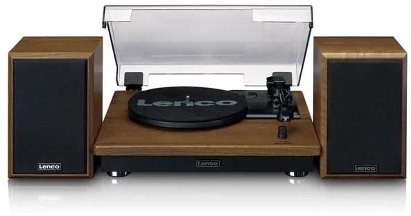 Lenco Turntable with BT and 2 external speakers - Pladespiller Brun