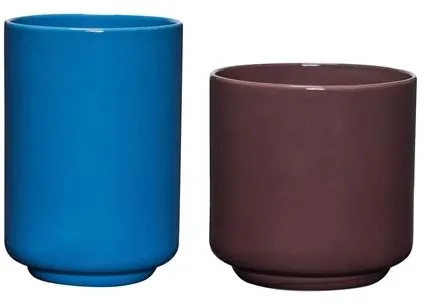 Hübsch Deux Potte Sæt af 2 Rødbrun/Blå